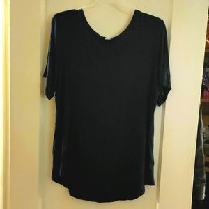 Navy blue, Luxe, U-neck t-shirt.
